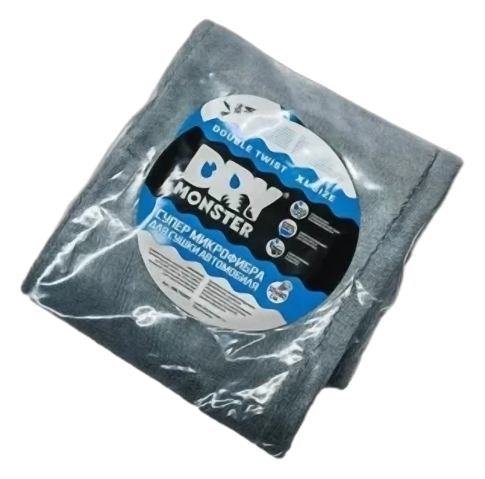 Микрофибра для сушки поверхности двухстороняя DRY MONSTER (50х80) Серая 1400 гр/м2
