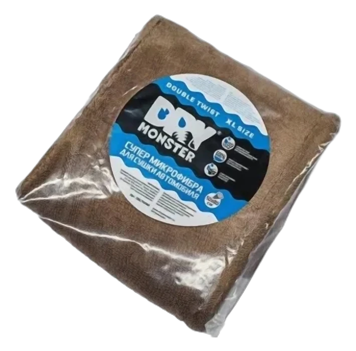 Микрофибра для сушки поверхности двухстороняя Dry Monster (50х80) Коричневая 1400 гр/м2