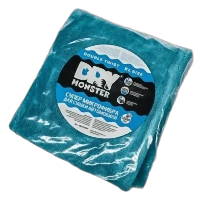 Микрофибра для сушки поверхности двухстороняя Dry Monster (50х80) Голубая 1400 гр/м2