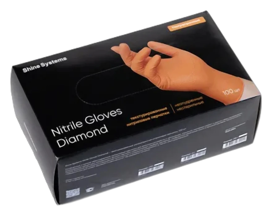 Nitrile Gloves Diamond - текстурированные ультрапрочные нитриловые перчатки, размер «M», цвет оранжевый